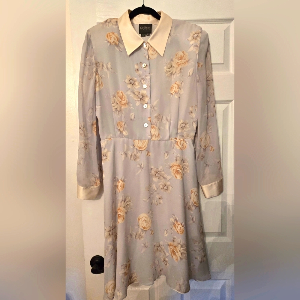 Kay Unger New York Vintage Silk Floral Dress